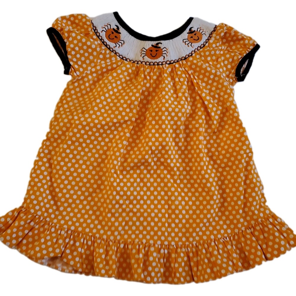 emily rose girls 2t polka dot spider halloween dress smocked Fall